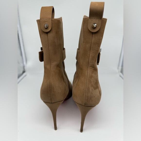 Christian Louboutin Brown/ Tan Suede leather CL chelsea Booty ankle boots EU 40 - Picture 11 of 16
